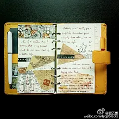#给你看看我的手帐吧#活页的装饰逐渐得心应手这两天玩儿了胶带拼绘、镂空呼应跨页、水彩晕染还有随时可以拎走的todolist，勉强凑九宫格咯~ @银河系手帐指南 @我们爱手帐_主编君 @业余文具控 @豆瓣文具控 @记事本控 @手帐研究室 @文具实验室