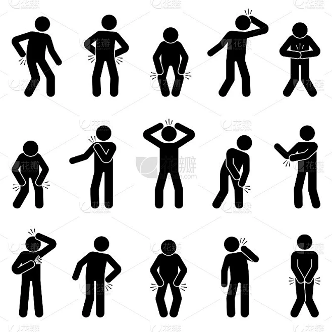 Stick figure man with multiple joint paints .粘连人物与素材-花瓣网