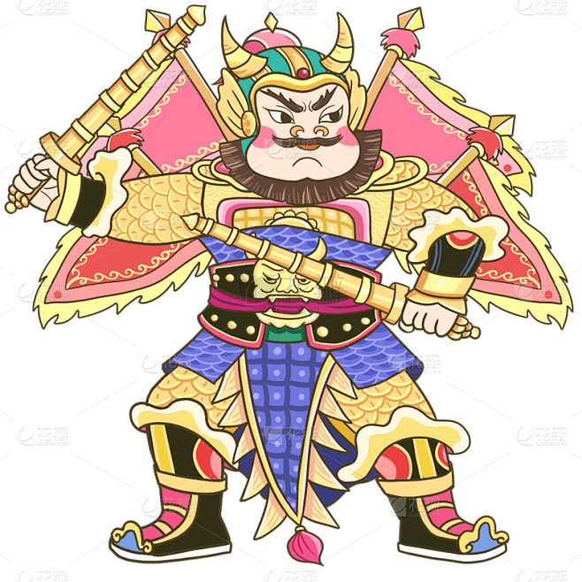 中国风人物插画-门神