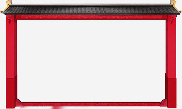 古风红墙青瓦边框