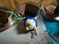 蓝色小企鹅挂件，含绳长85mm,公仔大小25*25*25mm,手作。