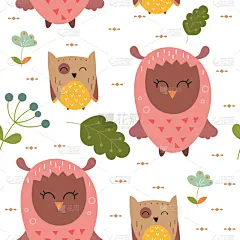 可爱的,四方连续纹样,猫头鹰,贺卡,斯堪的纳维亚半岛,纺织品,女婴,壁纸,翅膀,现代