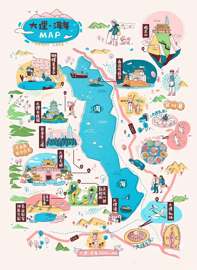 全国自驾旅游导览图之-云南大理洱海版-花瓣网