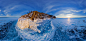 General 2048x965 Lake Baikal winter ice frost lake clouds island sunset panoramas trees Jeep nature landscape