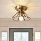 € 101,95€ 248,95Conische foyer plafond gemonteerd licht vintage glas 1 lamp messing spoeling licht met geschulpte rand - DuidelijkClearhalo