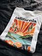 Soft unisex white t-shirt screen printed with my original California design. Design on front, blank on back. For men and women. Product: Unisex Basic Softstyle T-Shirt | Gildan 64000 100% ring-spun cotton