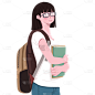 手绘-开学季学生人物插画1