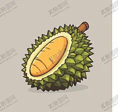 榴莲热带水果手绘矢量插画 【酷图网】榴莲,热带,水果,植物,食物,手绘,插图,矢量,涂鸦,卡通,插画,简笔画,儿童插画,logo,图标,图形,元素,图样,形状