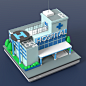 a hospital building is shown in this low poly model
