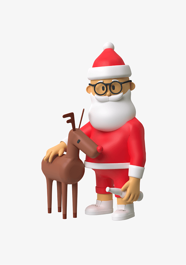 圣诞老人拥抱鹿