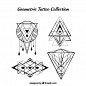 Set of four geometric boho tattoos Free Vector