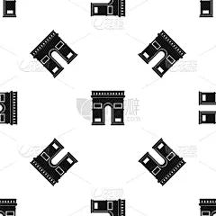 黑色,式样,凯旋门,拿破仑一世,几何形状,建筑,图像,矢量,分离着色,重复