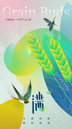 小满节气夏季夏日小麦稻田手机H5宣传海报