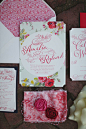 Crimson floral wedding invitation suite | J. Woodbery Photography | see more on: http://burnettsboards.com/2014/09/classic-southern-wedding-inspired-wind/