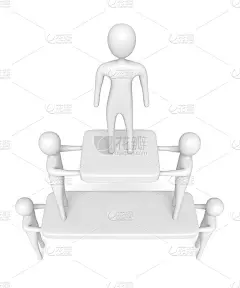 团队合作:金字塔与白人3d男人，3d插图