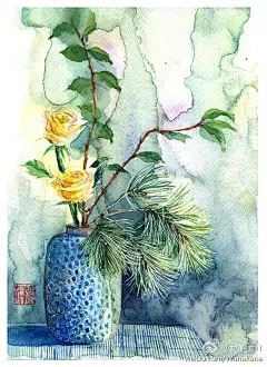 天冷了，手指头完全不听使唤。上周忙大师班学习，鸡飞狗跳得结束了。才把之前watson高白本子涂了几张放上来。本子很显色，质地也很柔和，水花也很棒，很喜欢~~~天冷该开暖气了。@水彩花园@木卮--_-- @安素绘 @水彩教程 @插画家园 @大姑-M @江湖人称海叔 @安妮与苹果 ​​​​...展开全文c