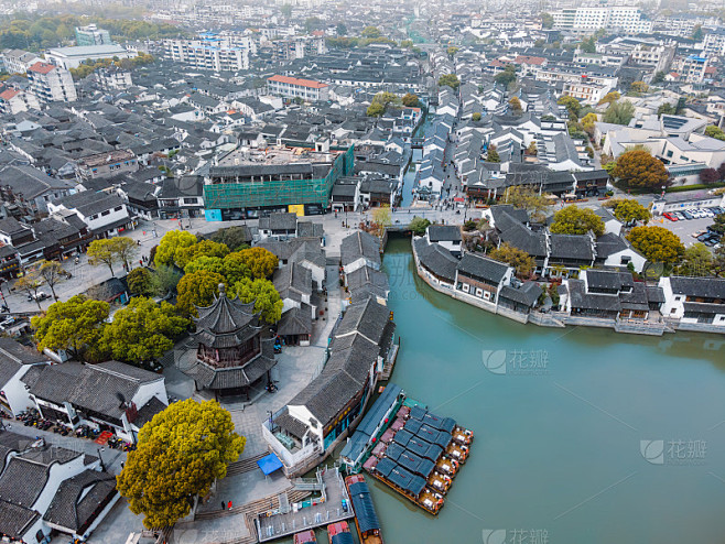 苏州古城盘门古建筑航拍