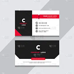 白色名片设计与红色和黑色的形状