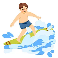 卡通手绘夏天夏季冲浪人物插画素材