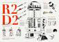 Star Wars Information Visualisation : A series of posters visualising three types of information from the Star Wars movie series — visual instruction of the character R2D2, box office data, and characters relationships.