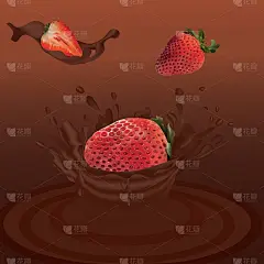 Splash strawberry in chocolate realistic 3d vector