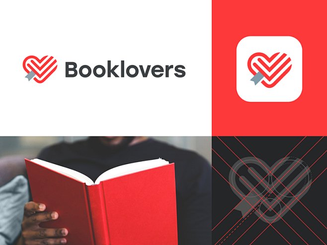 Booklovers logo, gri...