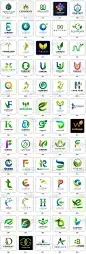 天然环保自然绿叶树木字母组合商标logo标志ai矢量平面设计素材图-淘宝网