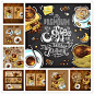 A2635矢量手绘咖啡彩色插画菜单海报传单横幅 AI设计素材-淘宝网