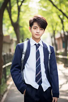 青春洋溢的校园英俊男学生