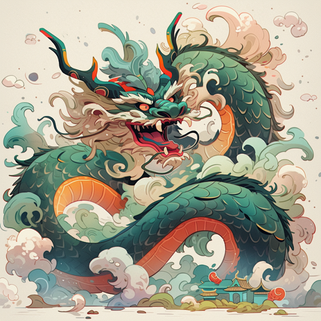 卡通萌萌的中国龙