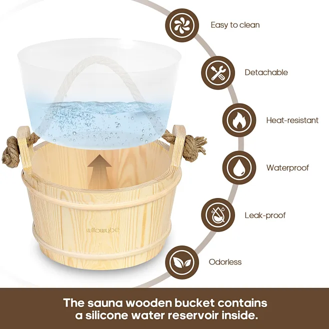 Sauna Buckets Novalty Sauna Bucket And Ladle Set 5 Liter (1.3 Gallon Sauna Hat