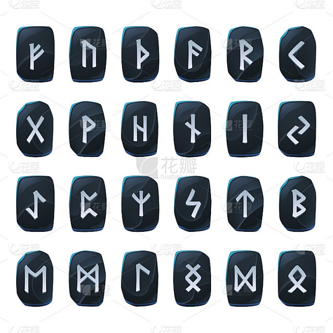 一套缟玛瑙游戏符文，北欧古代字母表