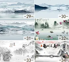 新中式水墨山水壁画现代抽象泼墨3d壁纸客厅沙发电视背景墙纸墙布-淘宝网