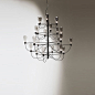 poseidon | lamps : poseidon | lamps - Ceiling lamp with 18 or 24 bulbs. Frame in embossed titanium (GFM11) or matt black (OP17) steel and lampshade in fumé glass. Bulbs included.