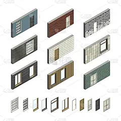 带有门窗的墙体图案