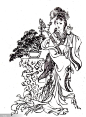 《白描图》水墨美女