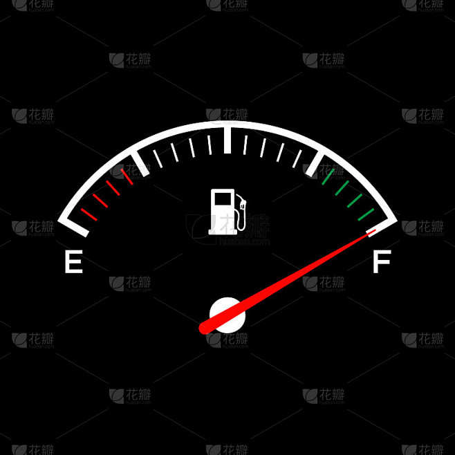 燃油气体指示器压力表油箱满图标。汽油仪表...