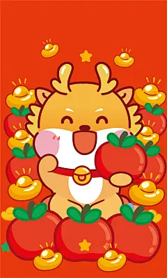 封面主图小飞龙微信红包封面壁纸手机主题卡通可爱手机壳海报