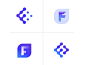 Logo concepts for a tech company called Fleet. blockchain vector geometric illustration minimalist flat gradient modern logo purple logo purple branding brand logo 3d f logo logo design