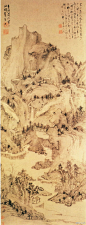 清 程正揆《山水图》纵104.8厘米，横40.6厘米。北京故宫博物院藏。