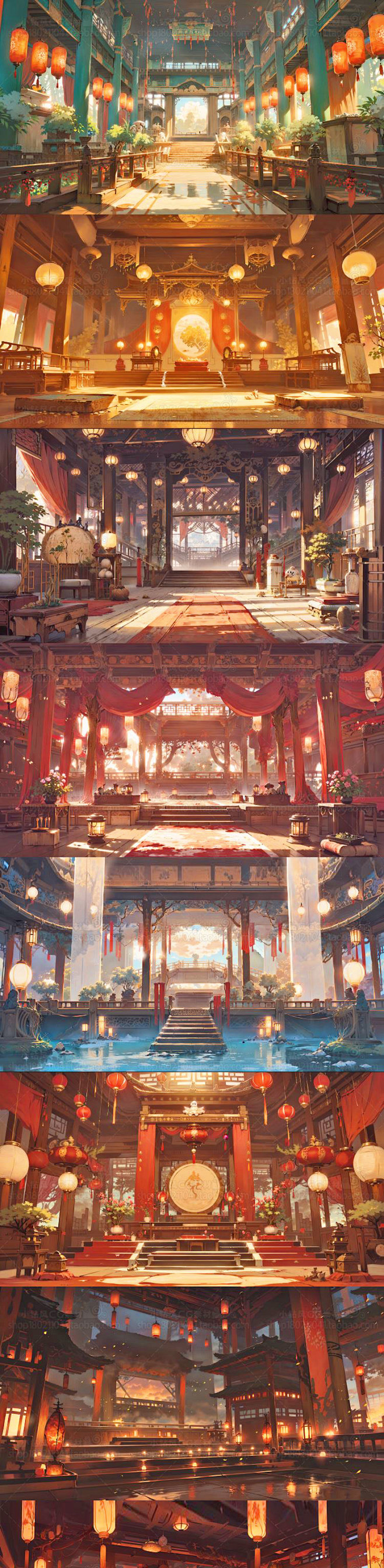 AI古风室内场景插画素材 影视游戏场景背景概念设计 背景临摹图集