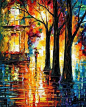 来自Afremov ArtStudio 风景画作一组。颜色冷暖对比~有渐变有美点~母色应该是青色之类的