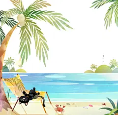 树木简约创意高端手绘清新夏日插画