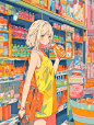 #midjourney 雑貨屋にいる女の子 - たろたろ的插画