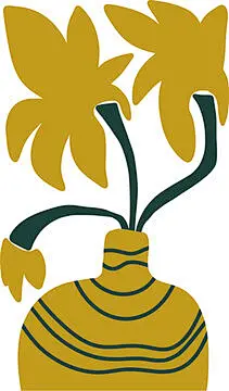 图源免费EPS |抽象现代时髦复古风格的花瓶插花平面插画，用于海报模板。简单形状。花卉印花，横幅，壁纸，T恤升华印花