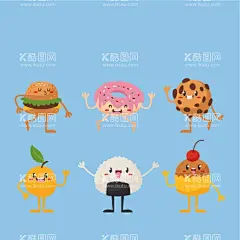 可爱手绘美食  - 源文件下载【酷图网】可爱手绘美食,卡哇伊,卡通,矢量图,手绘卡通