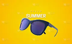 你好,夏天。向量夏季插图。