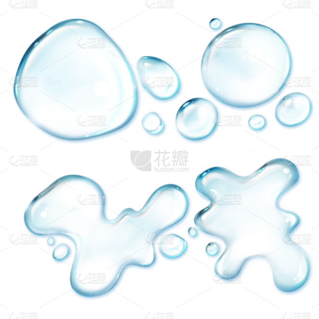 手绘透明水滴插画元素4