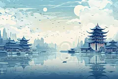 苏州园艺插图插画