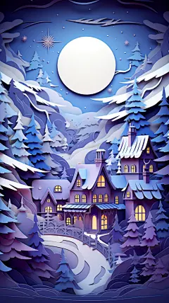 简约剪纸风房子植物素材图AI图